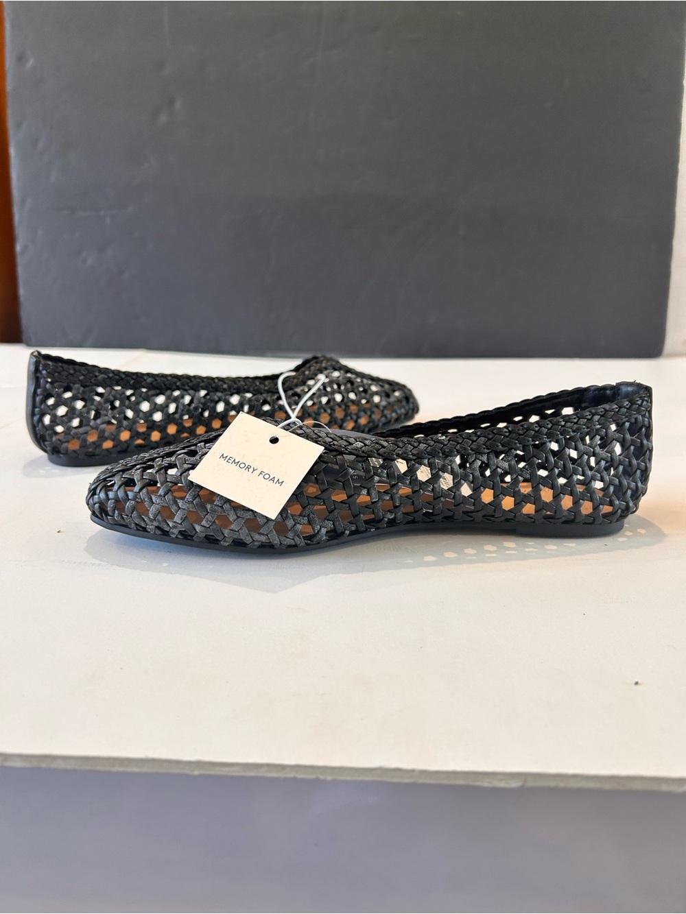 New NWT Black Woven Ballet Flats Memory Foam Slip-On Shoes NWT - Picture 7 of 10